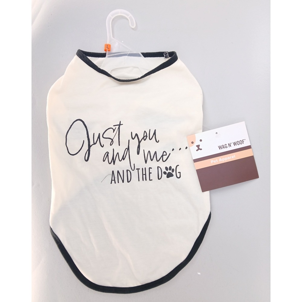 Wag N'Woof Pet Shirt Dog Large Cream Just You And Me Graphic Tee Up To 35lbs